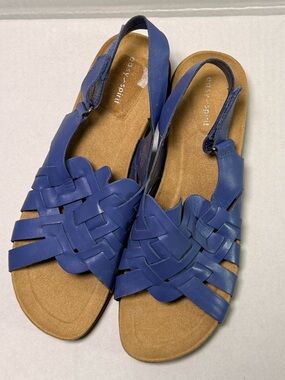 Easy Spirit Blue Leather Woven Slingback Sandals Size 8N